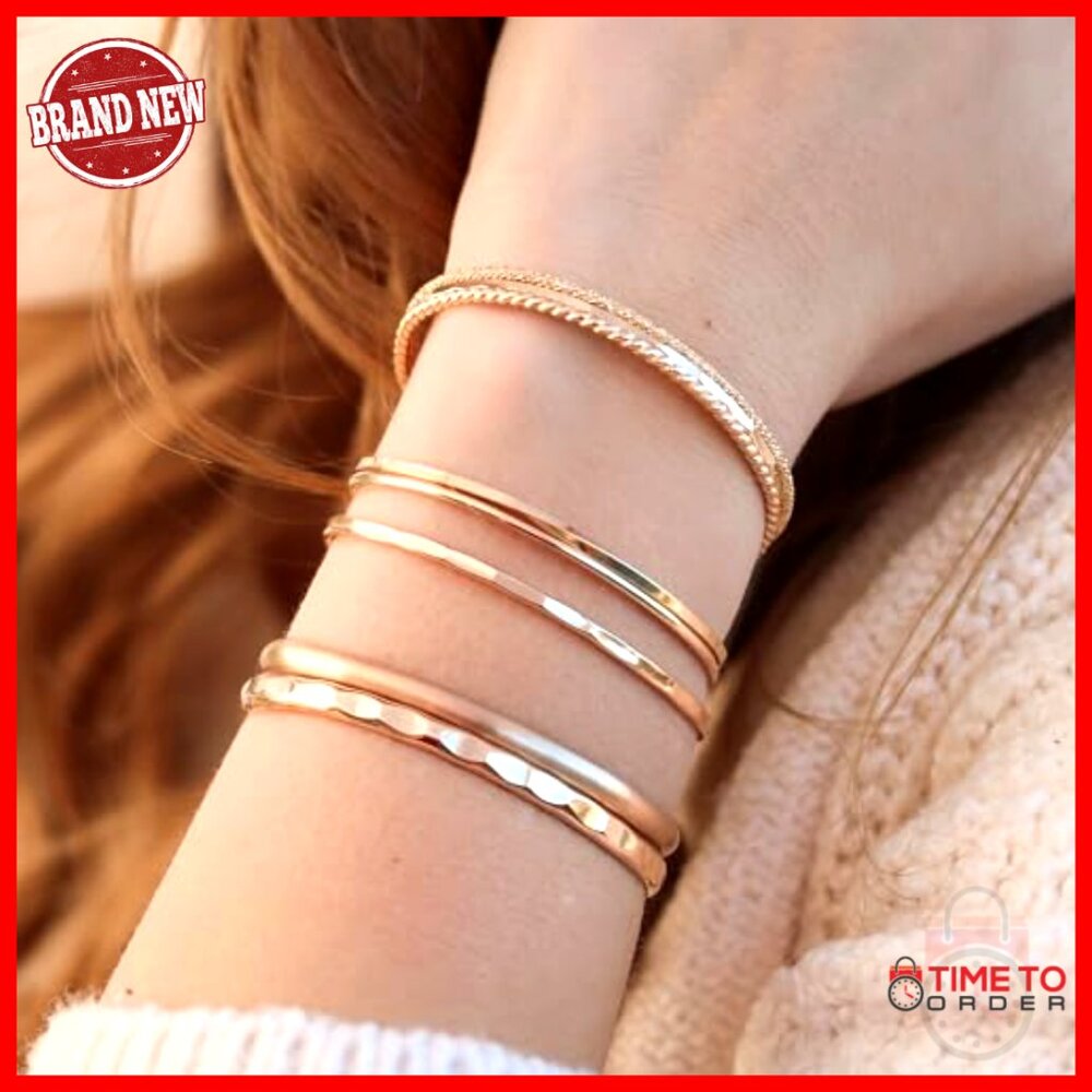 Thin Hammered Cuff Stacking Bracelet Sterling Sil… - image 3